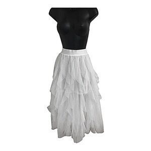 White tutu chiffon mesh tulle full circle banded waist‎ skirt size large new